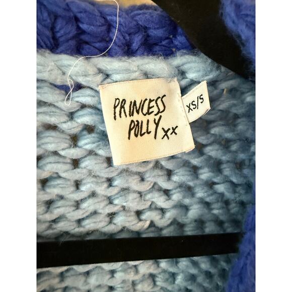 Polly Princess Color-block Two Tone Blue Sweater Size Small - Picture 7 of 7